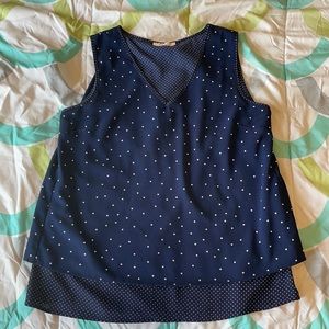 Skies are blue polka dot sleeveless blouse size M